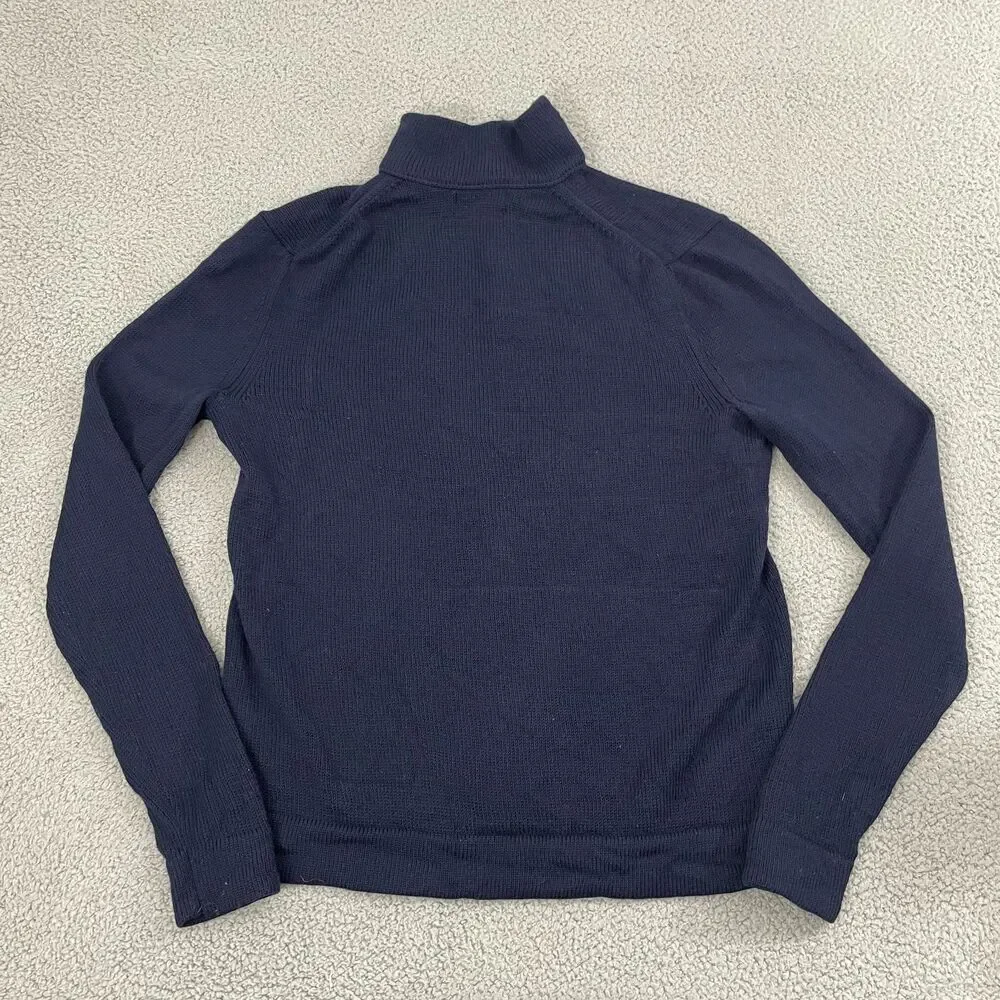 Banana Republic 1/4 Snap‎ Sweater Men L Navy Merino Wool Mock Neck Knit Pullover